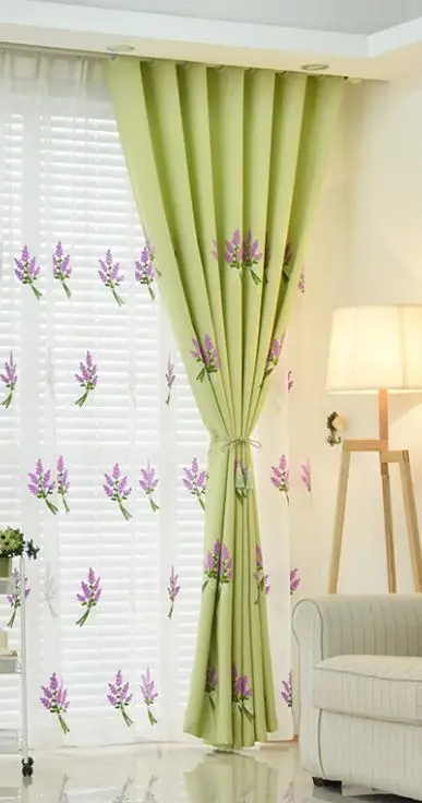 Лавандовые вышитые тюли и занавески для гостиной, спальни, занавески для детской комнаты, занавески на окна принцессы - Цвет: curtain1