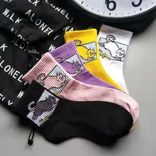 5 пар, женские носки в стиле хараджуку, кот, крутой рисунок, искусство, хлопок, Sox, скейтборд, женские носки, уличная хипстерская