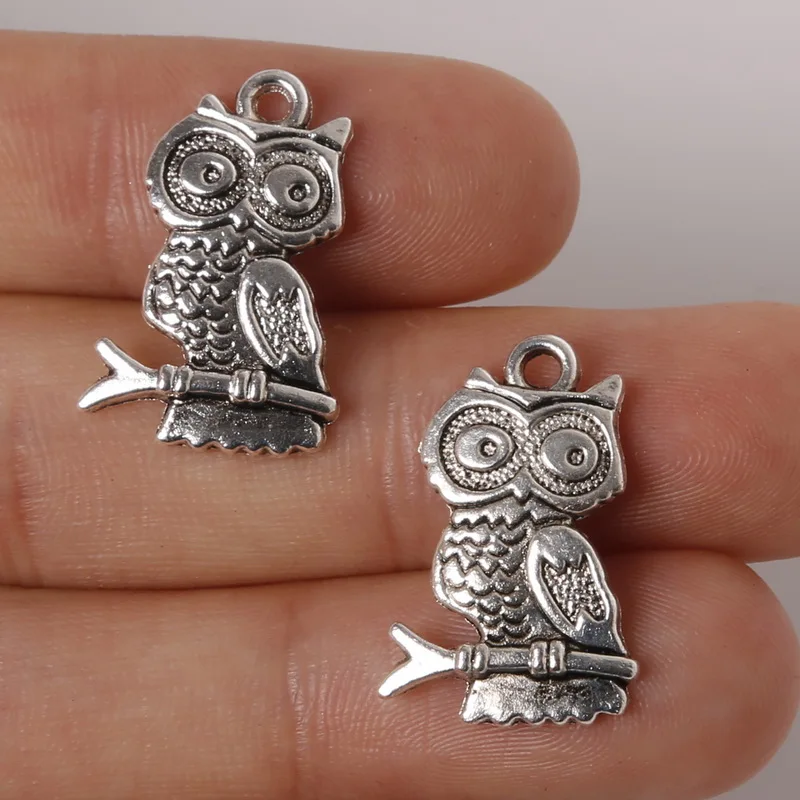 

9pcs 14*24mm Zinc Alloy Metal Charms Antique Silver Plated Owl Pendants Jewelry Findings Fit Jewelry DIY