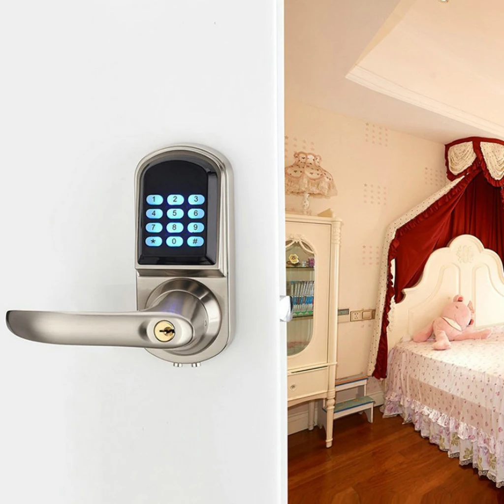 

Electronic Keyless Code Door Lock Unlock With Code RFID Card And Mechanical Keys for Home Hotel Entry Security