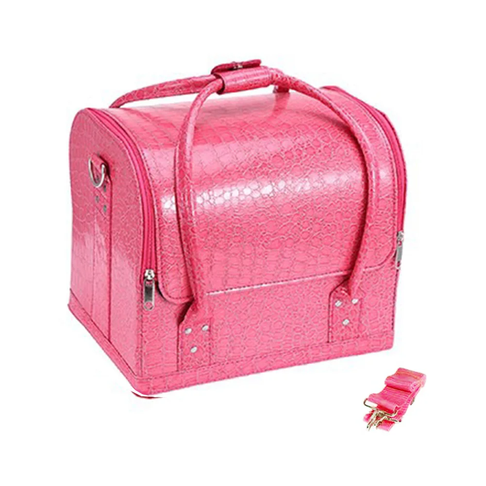 

Women Makeup Bags Cosmetic Cases Fashion PU Leather Luxury Alligator Professional Travel Cosmetic Cases Large Capacity Durable#5