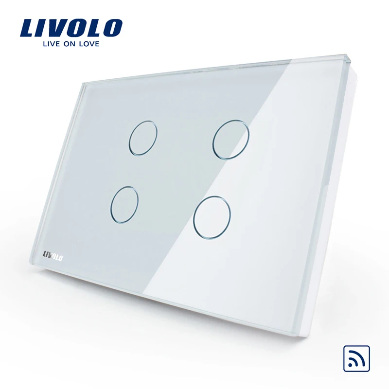 Free Shipping Livolo Touch Remote Switch US Standard VL C304R 81 Crystal Glass Panel Wall Light