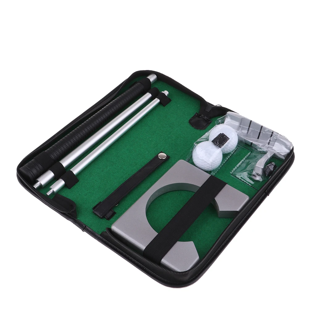 Travel Office Foldable Golf Putter Putting Green Cup Hole and 2 Balls Golfer Enthusiasts Gift