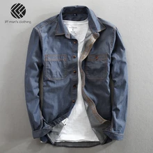 Мужская коллекция весна-осень, модная брендовая Корейская стильная винтажная хлопковая джинсовая рубашка с длинным рукавом, мужские повседневные свободные тонкие рубашки, ткань