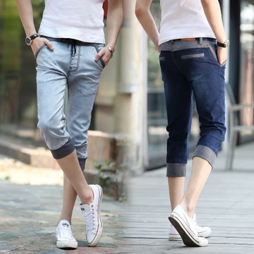 Men Jeans Real Top Fashion Loose Mid Coated Pockets