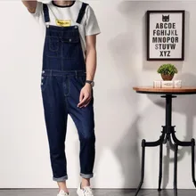 Весенние и осенние новые брюки в Корейском стиле мужские джинсовые брюки сиамские Молодежные тонкие джинсы Джокера мужские Нагрудники брючные комбинезоны