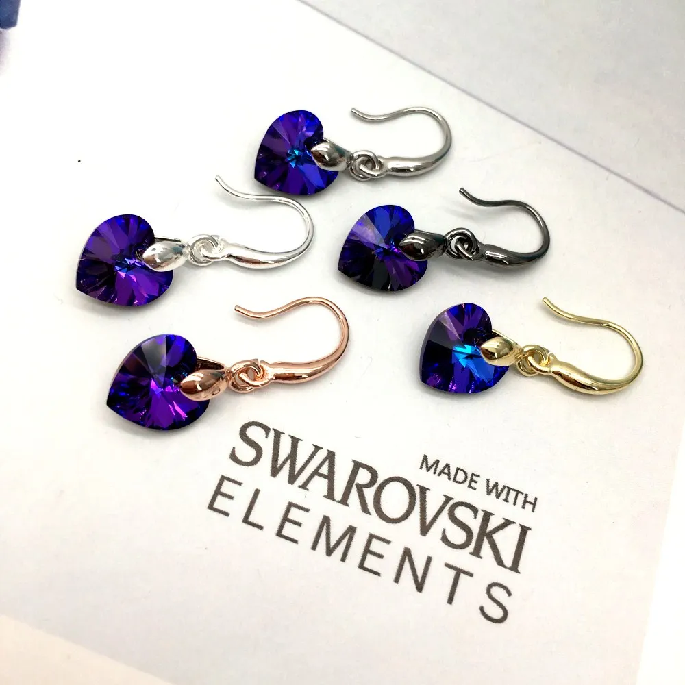 original swarovski crystals 6228 xilion heart dangle earring-multi-0