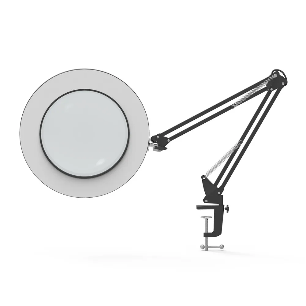 Us 38 94 34 Off Led Magnifying Table Lamp Metal Clamp Swing Arm Desk Lamp Stepless Dimming 3colors 7w Magnifier Led Lamp 3x 4 1