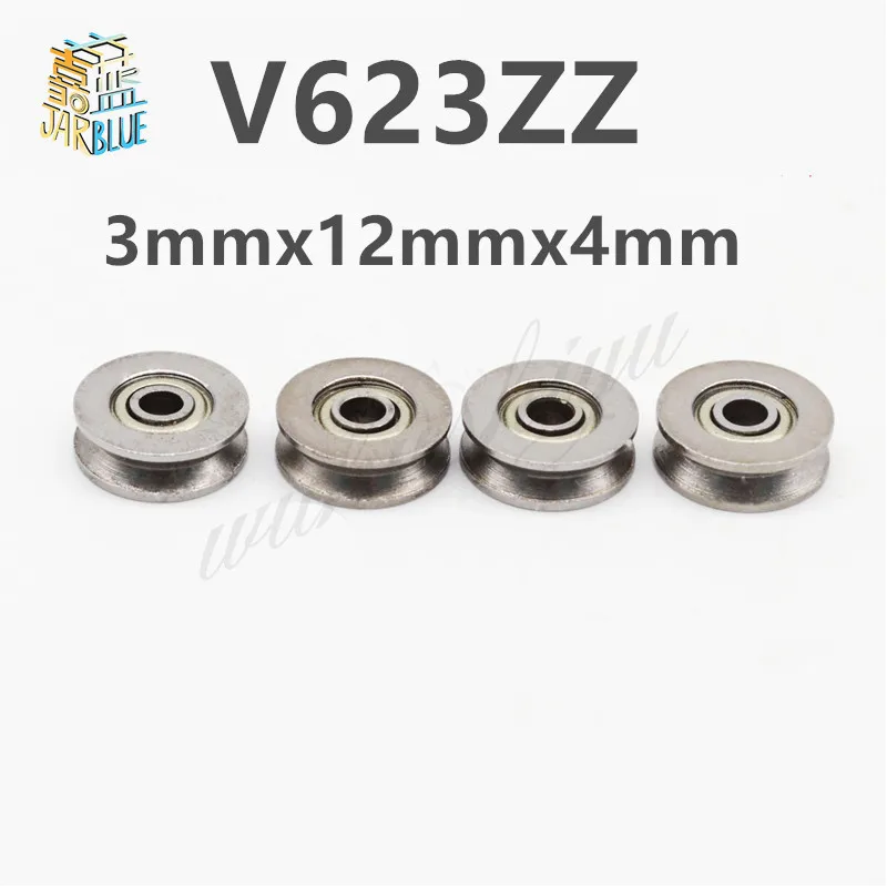 V Groove Bearing 20pcs V623ZZ 3x12x4mm Double Shielded V Groove Pulley Ball Bearing For Rail Track Linear Motion System 