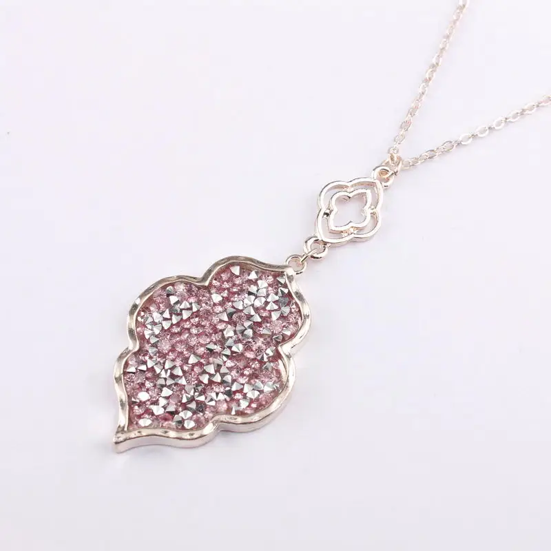 ZWPON проложить смесь кристаллов, Марокканское длинное ожерелье для женщин, модное эффектное ожерелье для свитера, ювелирные изделия - Окраска металла: Rose Peach