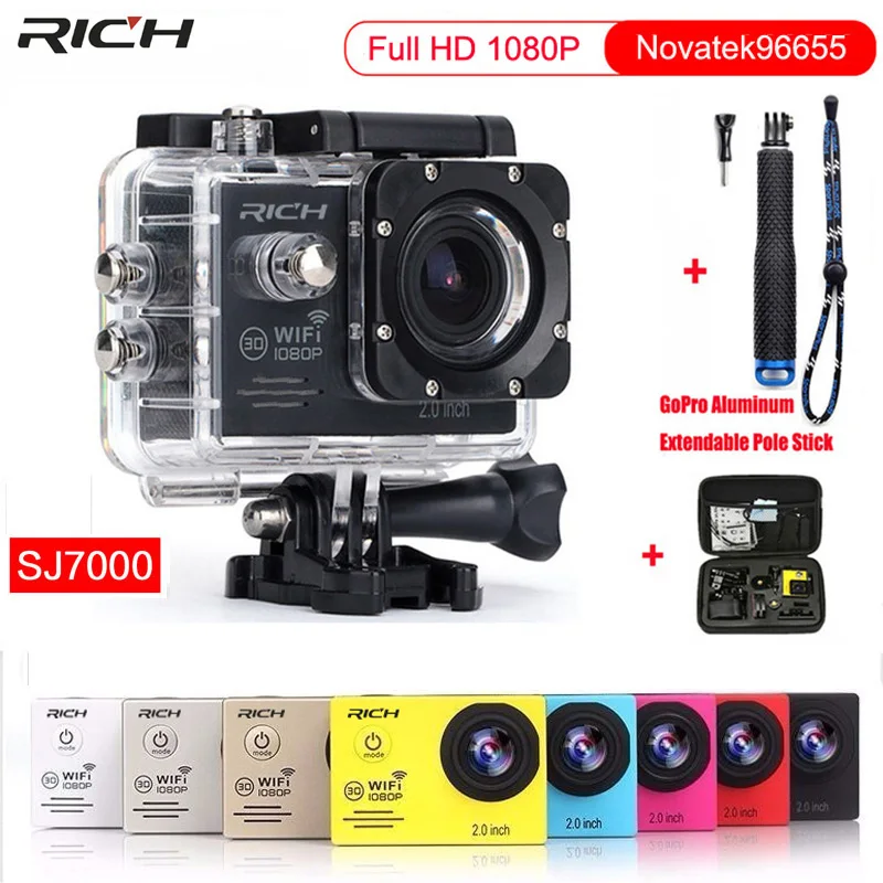 Action Camera Full HD 1080P Gopro Hero4 Style Wifi 170 Degree Waterproof 30M Sport Camera Aluminum