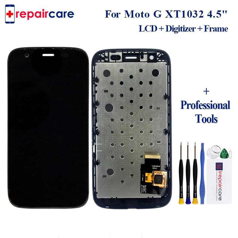 4.5&quot Black LCD Display For Motorola MOTO G XT1032 XT1033 Touch Screen Digitizer with Bezel Frame Full Assembly | Мобильные