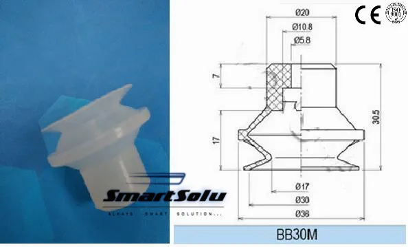 

Free Shipping solar cell vacuum chuck suction cups 1.5 bellows BB30M