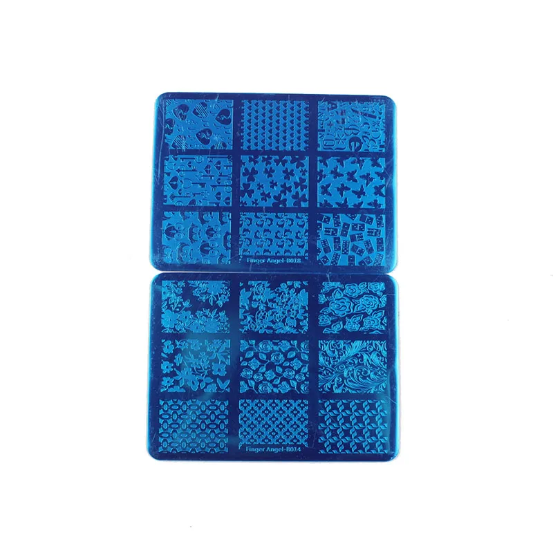 Finger Angel 10 шт. B011-020 штамповочные пластины DIY шаблон для ногтей+ 1 набор мини-штамповки для штамповки HQ043