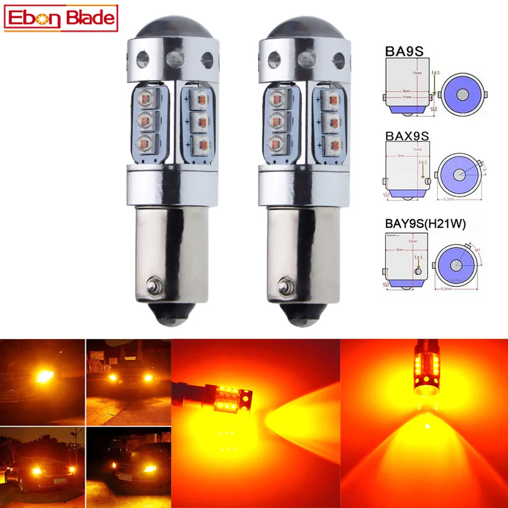 2 x BA9S T4W BAX9S H6W BAY9S H21W XBD чипы 80 Вт Авто Светодиодный светильник для автомобиля индикатор поворота лампа Янтарная 12 В 24 В