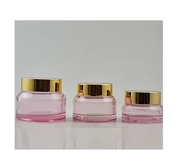 

2018 New 100pcs 50g Pink Empty Glass Cosmetic Containers Mask, Face Cream Jars Cosmetic Packaging beautiful glass Pot skin care