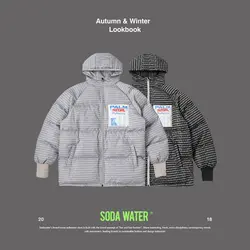 SODA WATER 2018 Новинка зимы для мужчин Повседневная Куртка парка теплое пальто полный Письмо печати парки с капюшоном уличная мода 81119WS