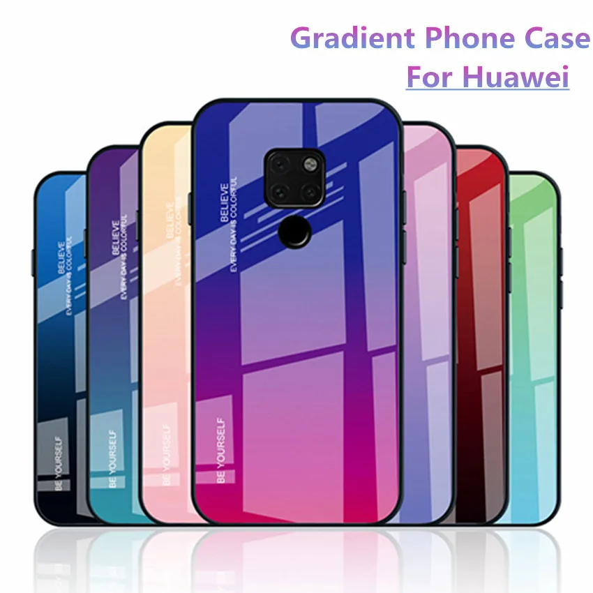 

Gradient Tempered Glass Case For Huawei Nova 4 3E 3i 2i P30 P20 Pro Mate 10 20 Lite Shell Glass Cover For Honor 10 9 8A 8X Max