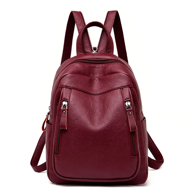 

New Simple Ladies Genuine Leathe Women backpack Girl School Bag Soft Leather Casual Travel Women Bags Female Mochila Feminina