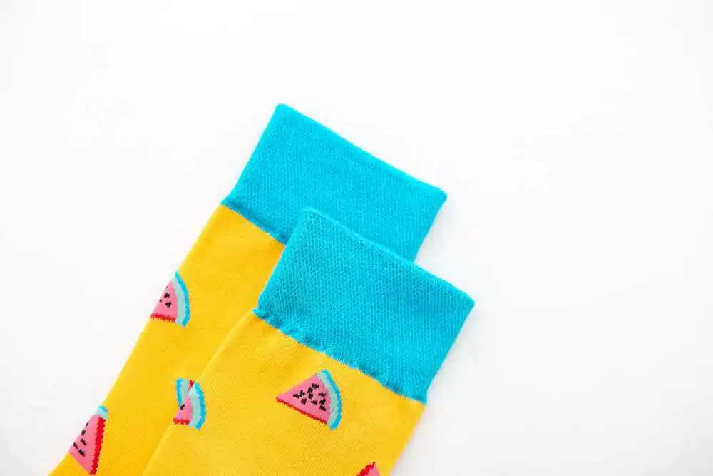 Милые носки средней длины с фруктами, женские разноцветные носки в японском стиле, хлопковые зимние осенние носки высокого качества с