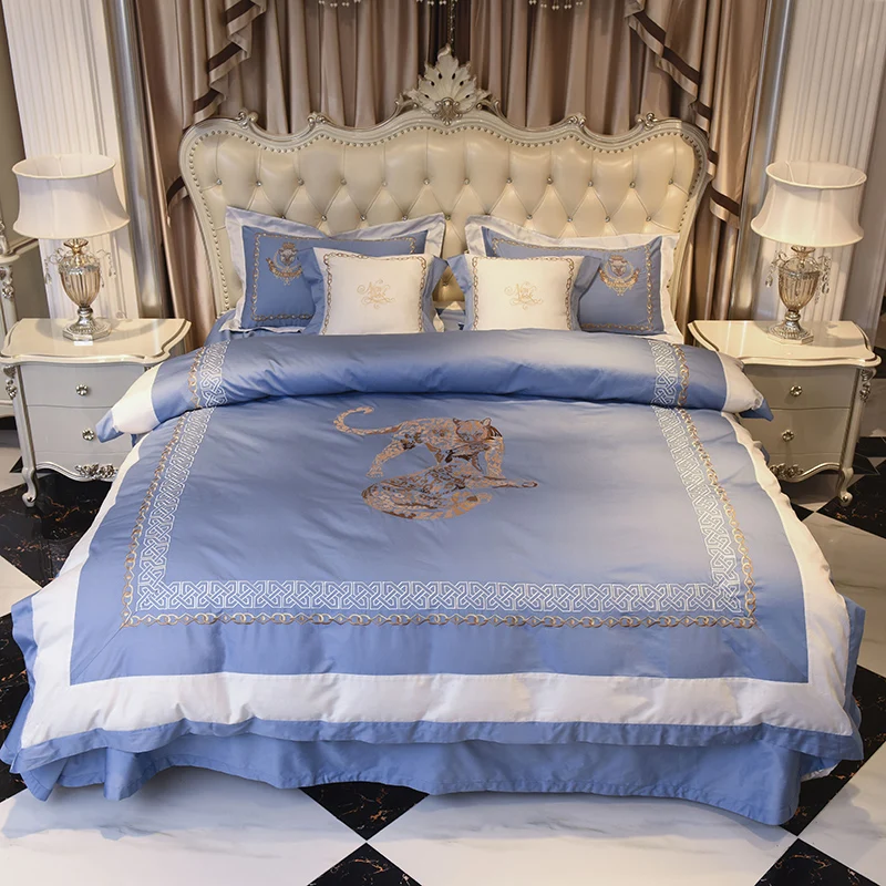 

Royal Charm 60S Long-staple cotton Satin Embroidery Bedding Set Duvet Cover Bed Linen Bed sheet Pillowcases King Queen Size