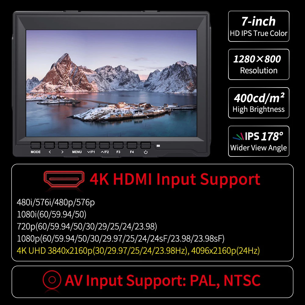 7 дюймов полевой монитор с разрешением 4K HDMI Камера DSLR ЖК дисплей IPS HD 1280x800 видео
