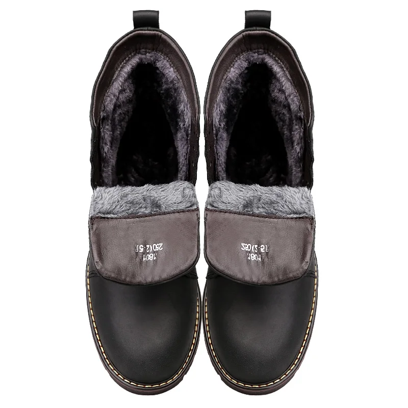 Botas 38 Black 47 Rendas Até Neve Tornozelo Tamanho De Quentes Qualidade Genuíno Moda Homens Martin Alta Dos Couro Mais Pelúcia Inverno brown XUxqR