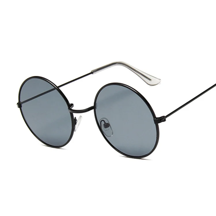 Ретро круглые розовые солнцезащитные очки es для женщин, фирменный дизайн, солнцезащитные очки es для женщин, сплав, зеркальные стекла для глаз es, женские стекла - Цвет линз: blackgrey