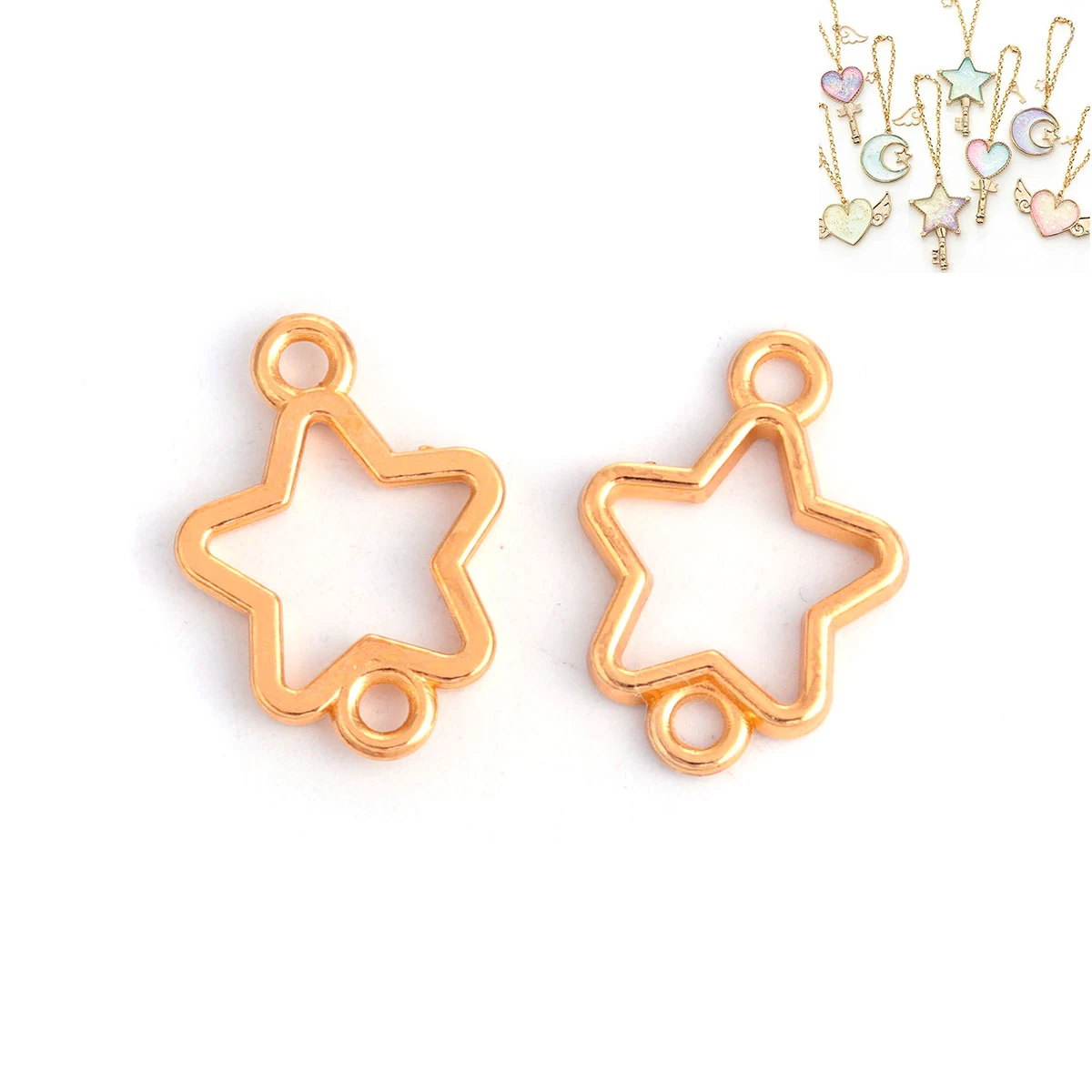 

Doreen Box Zinc Based Alloy Open Back Bezel Connectors For Resin Gold Color Hexagon 17mm( 5/8") x 12mm( 4/8"), 20 PCs