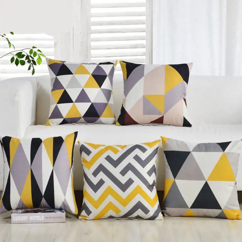 black and yellow decorative pillows