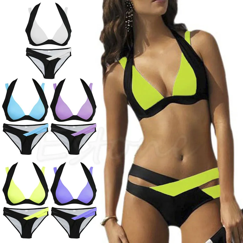 KLV Brand New Sexy Women Bikini Set Swimwear Bandage Monokini Push Up Padded Swimsuit Bathing Beachwear Charm Biquini