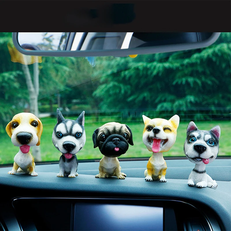 

Car Ornaments Resin Shaking Head Dog Auto Dashboard Nodding Dog Puppy Toys Car Interior Accessories Fashion Gifts Cute Car Deco