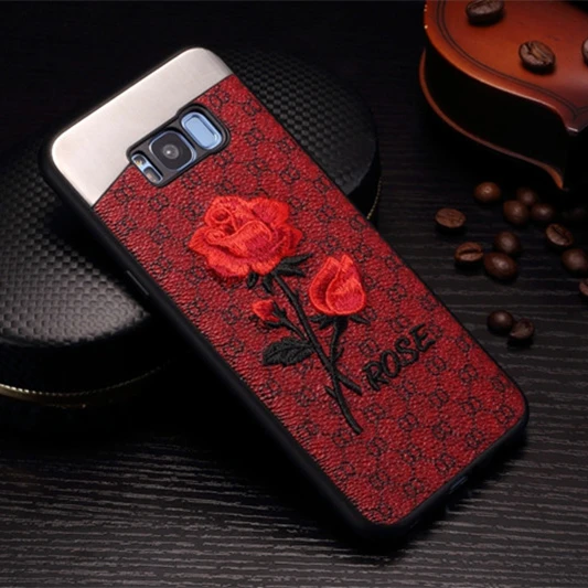 

luxury brand new design protective case For samsung galaxy s8 or s8 plus back cover with embroidery craft and metal process