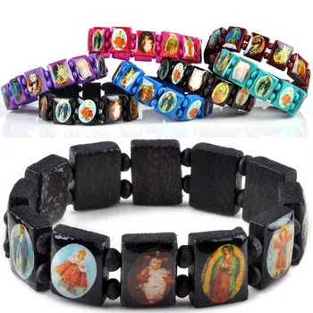 Jesus and Saints Wood Bracelet 1