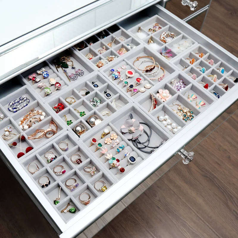 Fashion Exquisite Ring/Earrings Diplay Stand Velvet Jewelry Exhibitor Shelf Display Tray fit Glass Boxes | Дом и сад