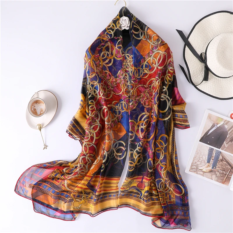 

2019 designer brand women scarf fashion print soft thin luxury silk shawl hijabs scarves female bandana pashmina foulard
