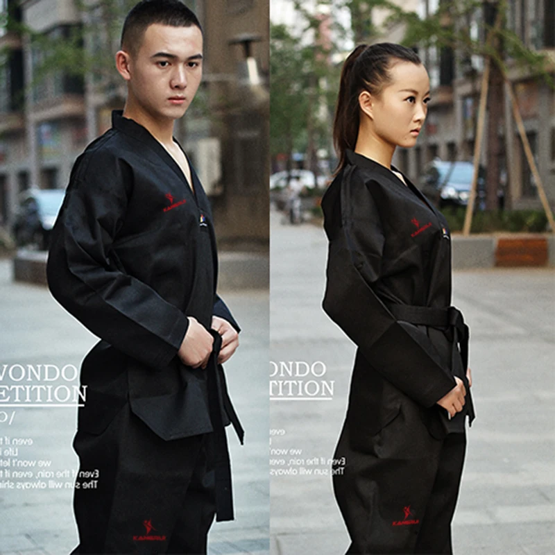 

Black Adult Taekwondo Trainers clothing Professinal Master Taekwondo Dobok Taekwondo Uniform for men women free shipping