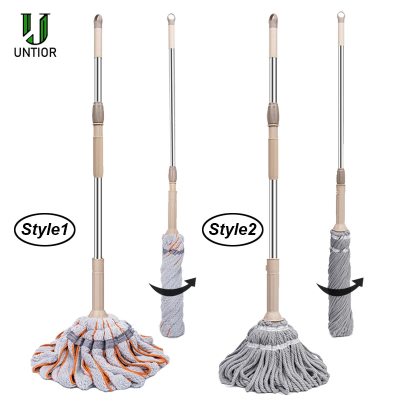 Kaufen UNTIOR Mikrofaser Selbst twisted Spin Mopp Magie Hand Freies Waschen Boden Reinigung Staub Mops Mit Abnehmbare Ersetzen Mopp kopf