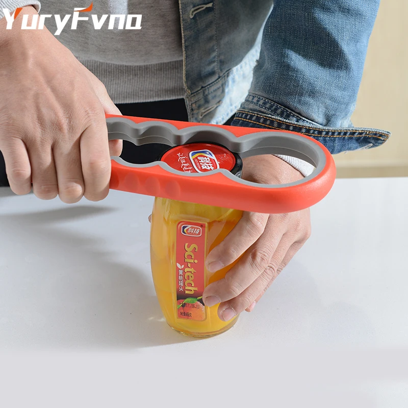 

YuryFvna 4 In 1 Easy Grip Jar Opener Anti-slip Can Lid Screw Can Opener Bottle Opener Kitchen Gadget Quick Opening for Cooking