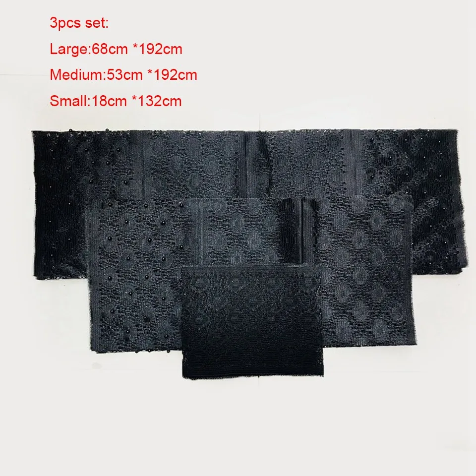 

Sanyan/ Black Tan Aso Oke 3pcs Set O'jawu Aso-Oke Fabric with Stones For Crafts Gele Headgear and Ipele Shoulder LXLAS-5-6