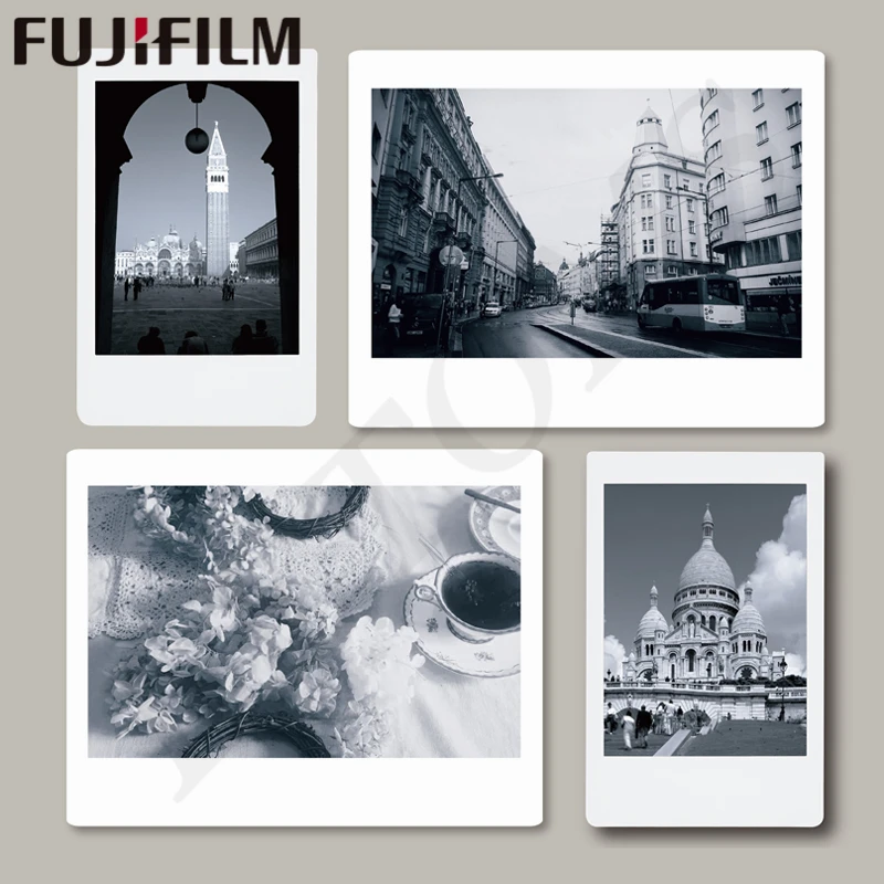 Натуральная Для Fujifilm Instax Wide монохромная пленка Белый 10 листов для камеры Fuji Instant фотобумага Камера 300/200/210/100/500AF