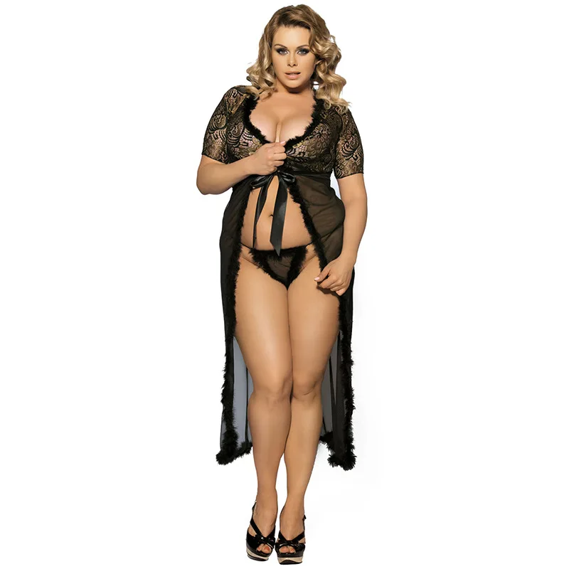 

XXXXXL ANKEL LENGTH Design sexy long nightgown cardigan open sleepwear plus size sleep clothes
