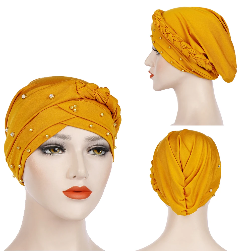 Мусульманский женский хиджаб крест шарф внутренняя Кепка мусульманская голова носить шляпа тюрбан голова шарф бисером оплетка головной