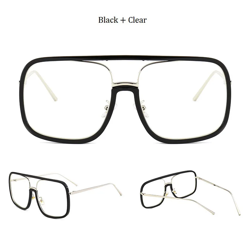 Роскошные женские солнцезащитные очки, модные квадратные винтажные Ретро брендовые Дизайнерские Большие женские солнцезащитные очки, мужские солнцезащитные очки - Цвет линз: D268 black clear