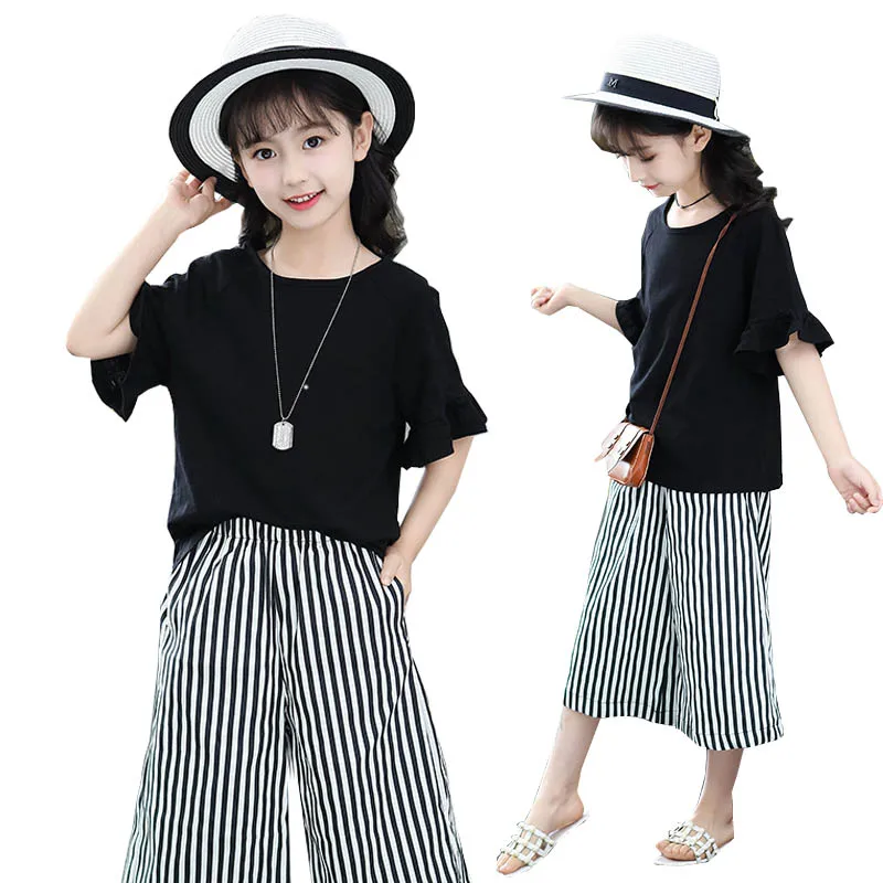 

Children Outfits Clothing Girls T-shirt Wide Leg Pants Kids Tracksuit Summer 2019 Girls Clothes Sport Suit for Girls Clothing