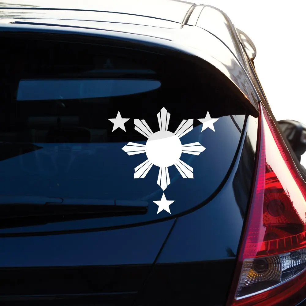 

Philippines Flag 1 Sun and 3 Stars Logo. Filipino Decal/Sticker for Car Window, Laptop, Motorcycle, Walls, Mirror and More.