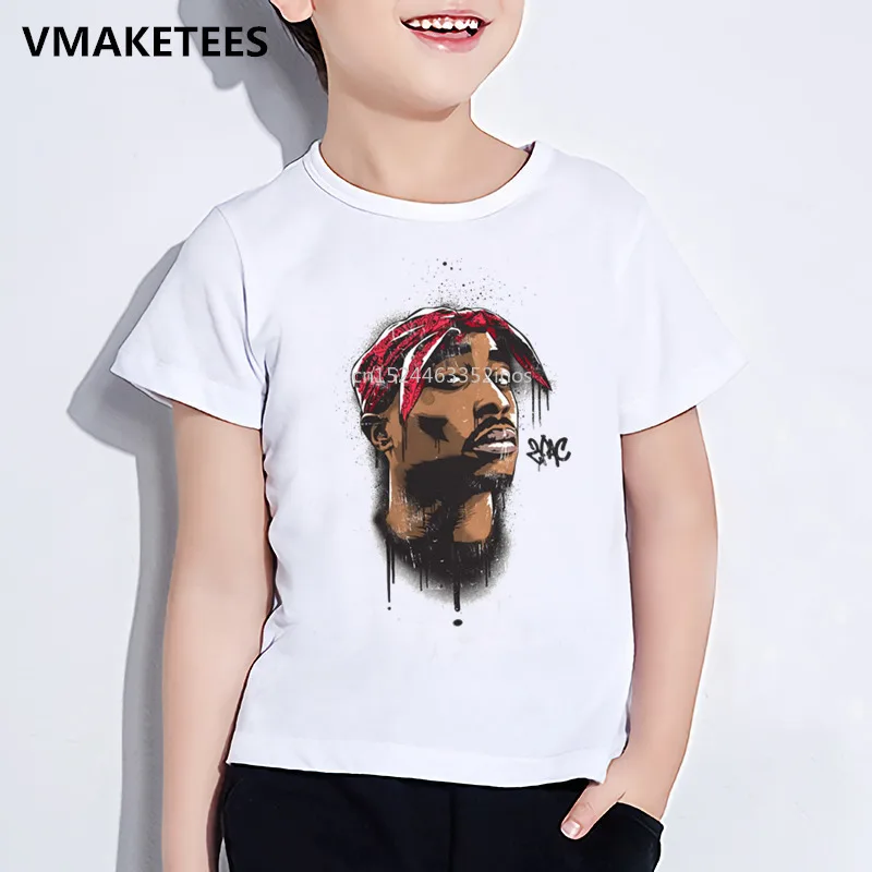 Детская футболка Tupac 2pac с принтом Swag в стиле хип хоп летняя коротким рукавом для