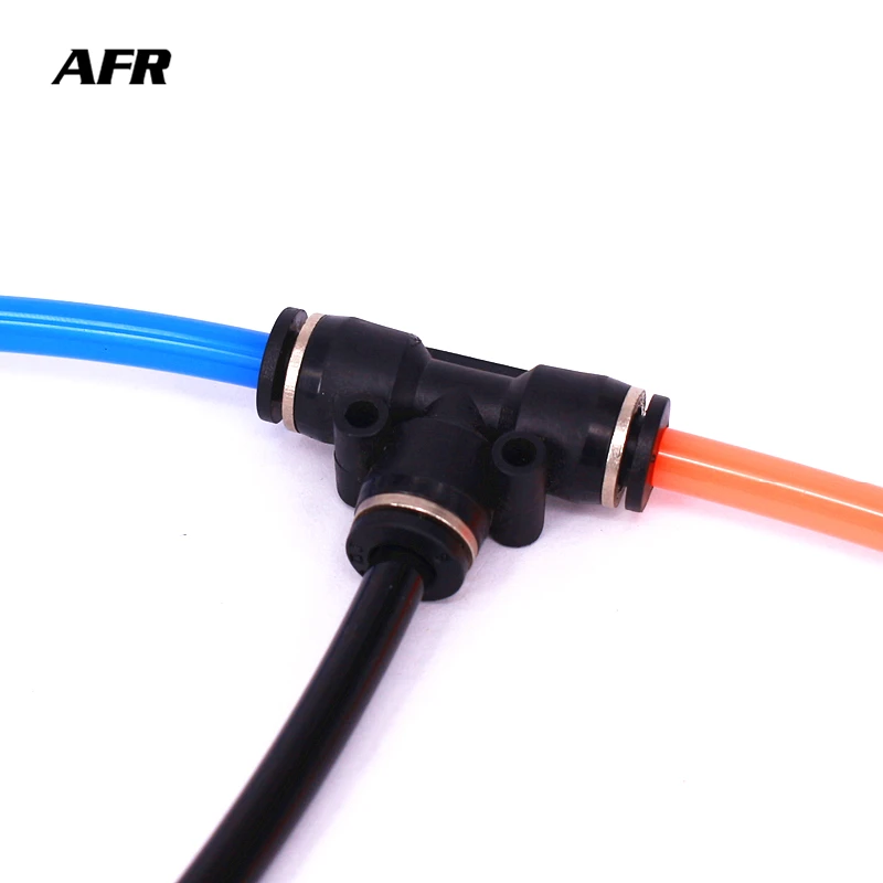 

PE4 PE6 PE8 10 12 14 16 Pneumatic 5/32'' 1/4'' 5/16'' 3/8'' 1/2'' Push In Tee 3-Way Fitting Plastic Pipe Connector Quick Fitting