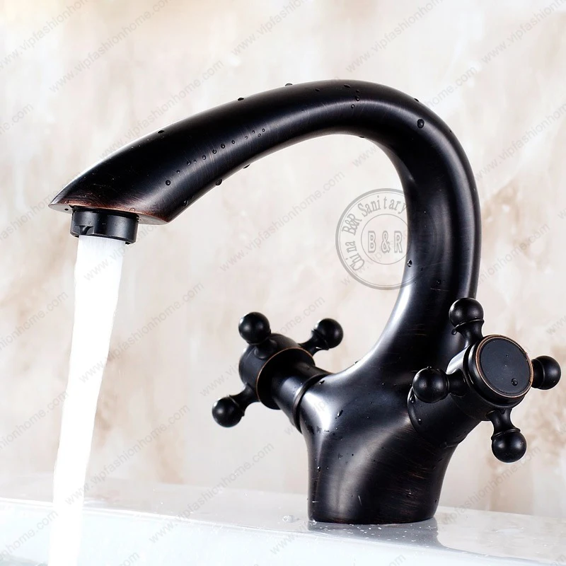 Free shipping black faucets antique bronze antique bathroom tap black brass faucet GZ 7302Rin