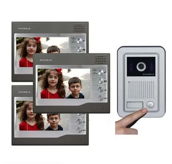 

ZHUDELE Home Security Intercom System Doorbell Kits 3X7"Video Door Phone Monitors+1XHD IR Camera w/t Waterproof Cover